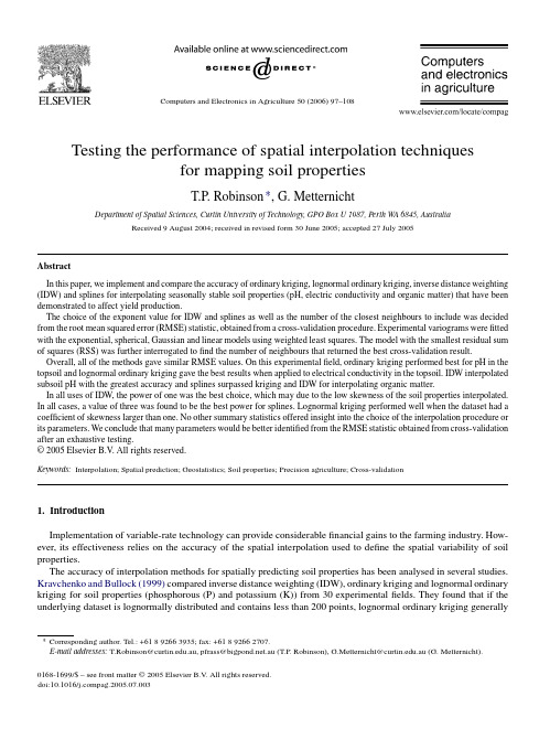 Testing the performance of spatial interpolation techniques