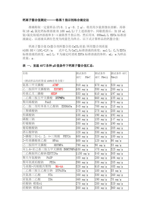 各种水处理药剂单体螯合值