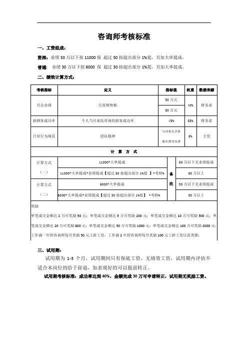 咨询师考核标准 - 副本