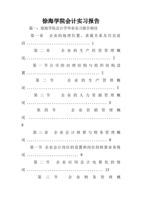 徐海学院会计实习报告