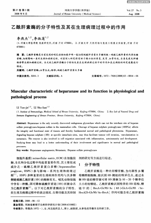 乙酰肝素酶的分子特性及其在生理病理过程中的作用