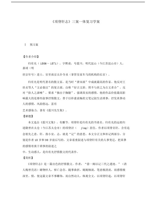 高中语文《项脊轩志》复习学案苏教版必修五.doc