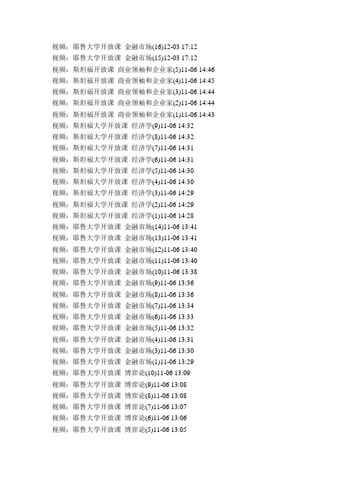 世界顶级名校视频公开课(耶鲁、斯坦福、普林斯顿、麻省理工、伯克利、剑桥、牛津、哈佛)