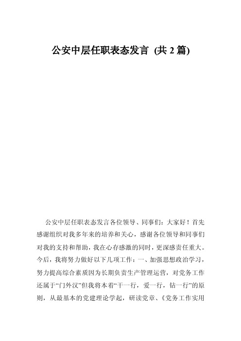 公安中层任职表态发言（共2篇）