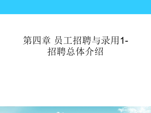 第四章员工招聘与录用1-招聘总体介绍