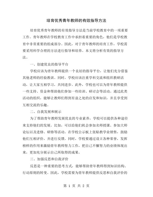 培育优秀青年教师的有效指导方法