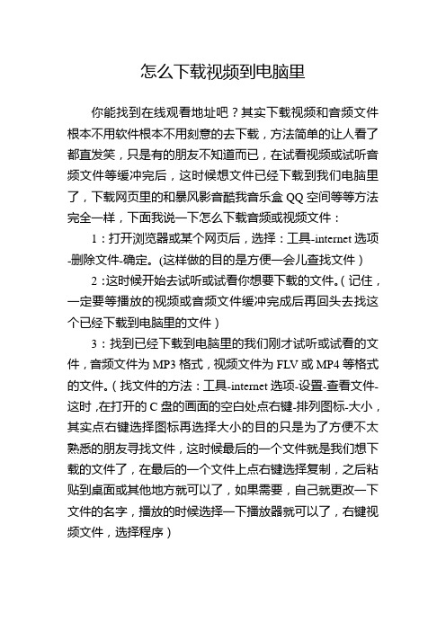 下载网络视频到电脑的小技巧