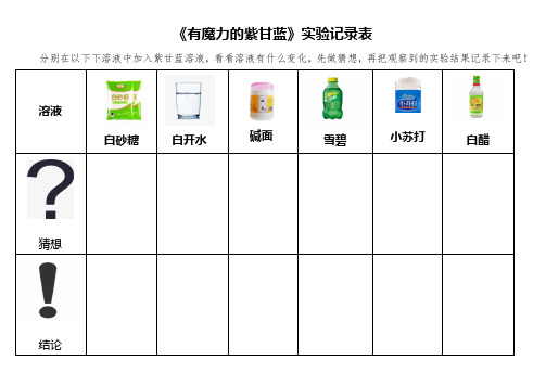 幼儿园科学区科学实验操作记录表(9张)