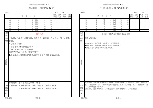 冀教版小学4年级上册科学实验报告(A4纸)