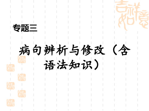 人教部编版九年级语文下册 期末专题训练专题三 病句辨析与修改(含语法知识)