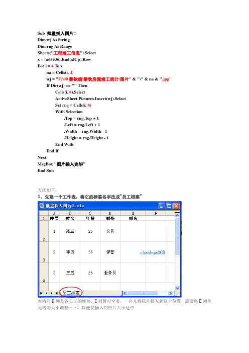 批量插入图片vb代码