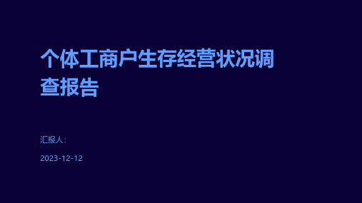 个体工商户生存经营状况调查报告