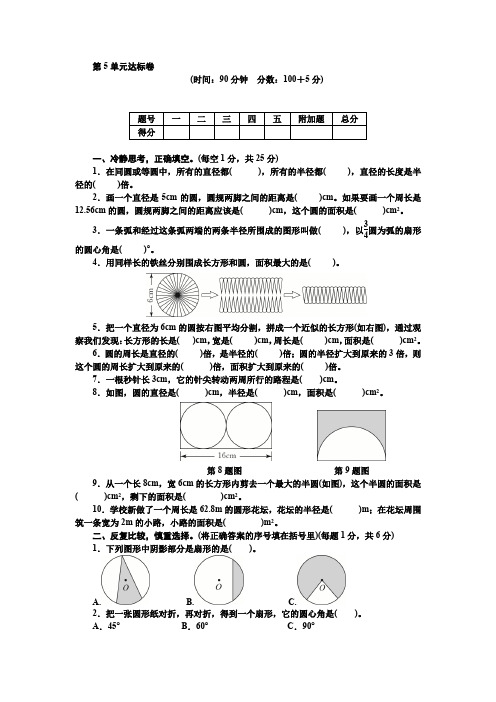 人教版六年级上册数学作业设计 第五单元  第5单元达标卷