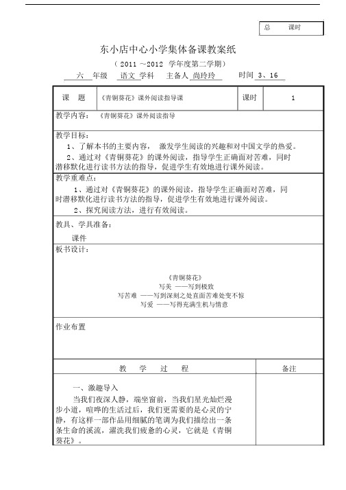 青铜葵花阅读指导课教案.docx