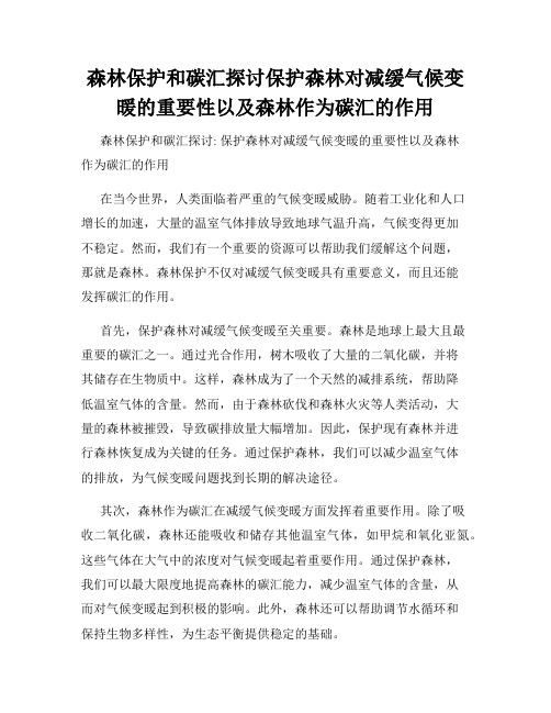 森林保护和碳汇探讨保护森林对减缓气候变暖的重要性以及森林作为碳汇的作用