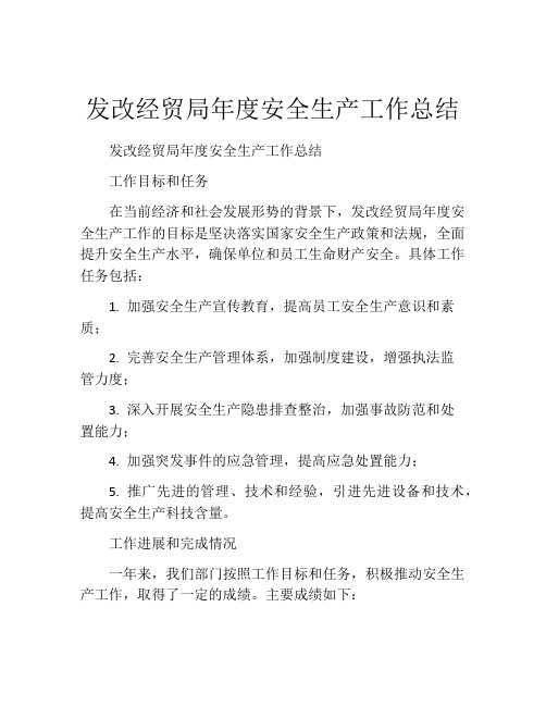 发改经贸局年度安全生产工作总结