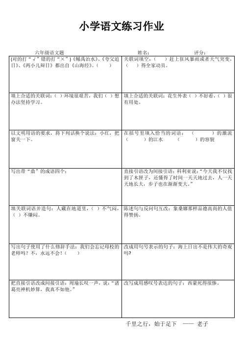 小学六年级语文课堂延伸练习I (28)