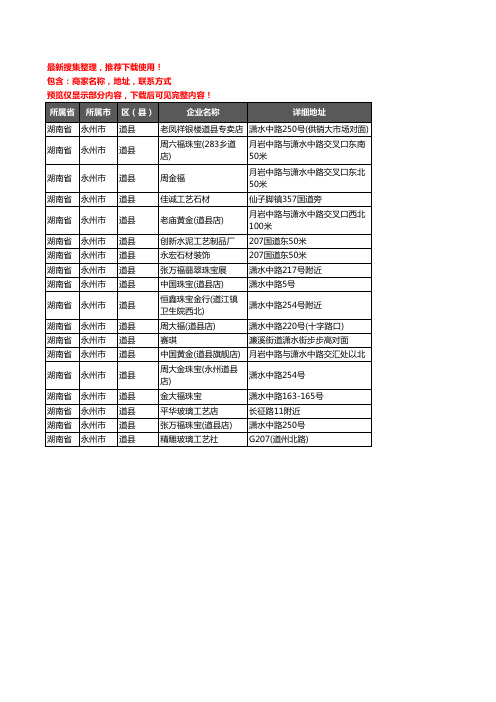 新版湖南省永州市道县工艺品企业公司商家户名录单联系方式地址大全18家