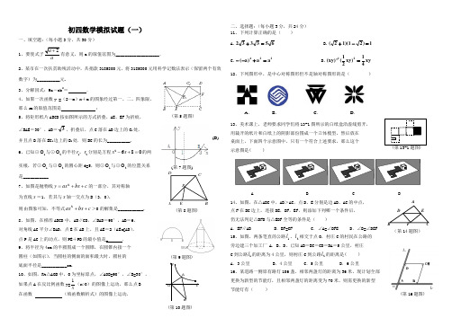 2012年中考数学模拟试卷1--5套及答案