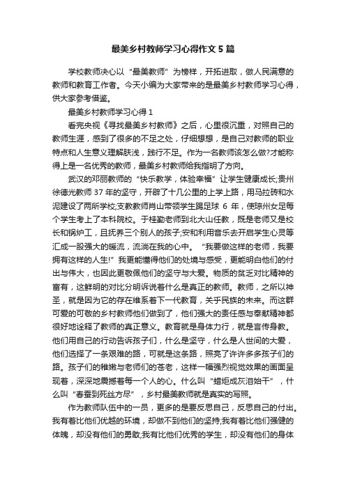 最美乡村教师学习心得作文5篇