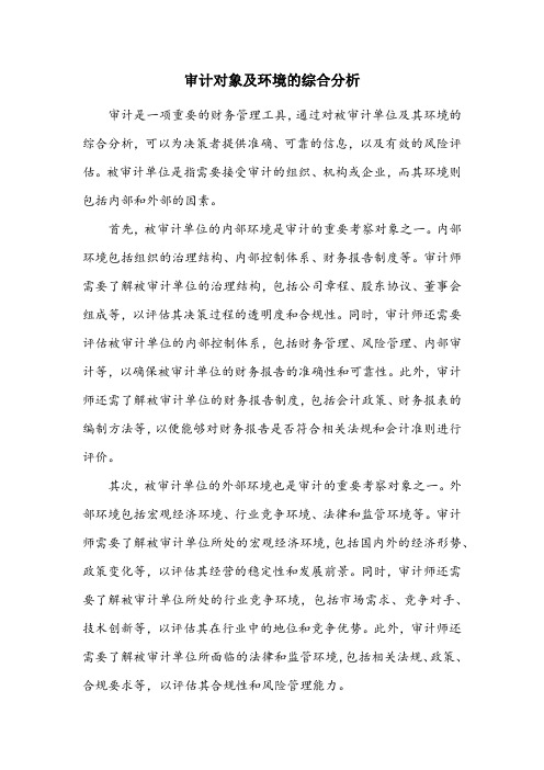 简述了解被审计单位及其环境的内容