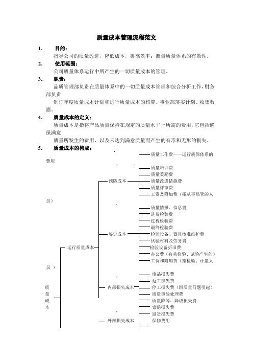 质量成本管理流程范文