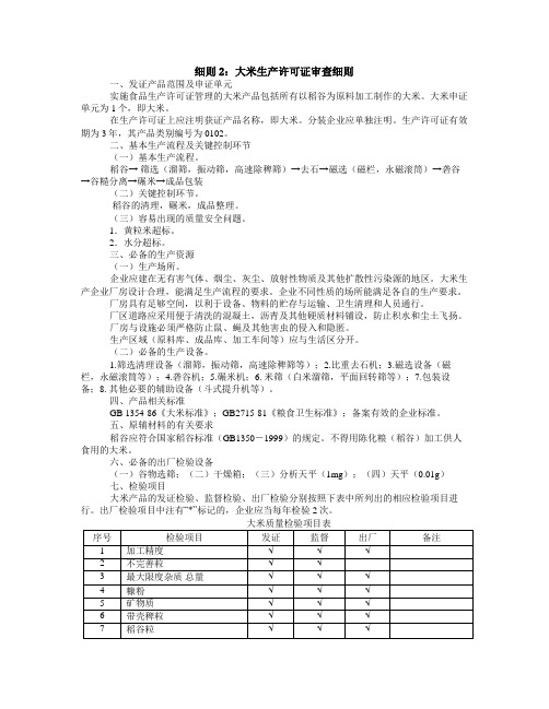 大米生产许可证审查细则