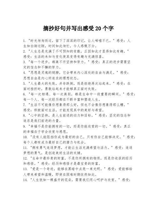 摘抄好句并写出感受20个字