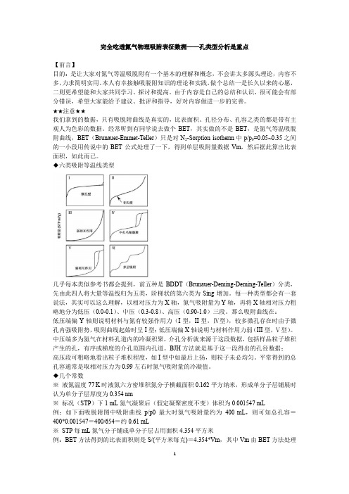 完全吃透氮气物理吸附表征数据