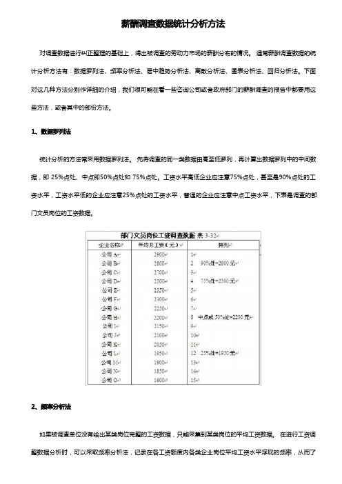 薪酬调查数据统计分析方法