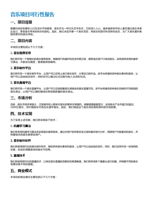 音乐项目可行性报告