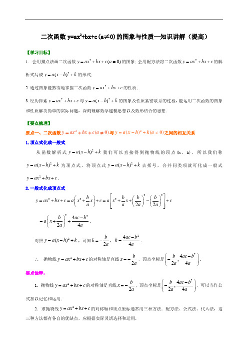 17【基础】二次函数y=ax^2+bx+c(a≠0)的图象与性质(基础课程讲义例题练习含答案)