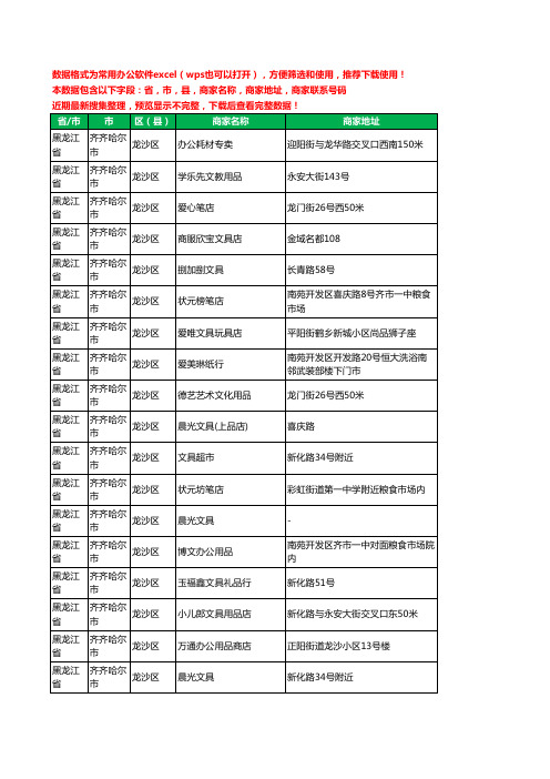 新版黑龙江省齐齐哈尔市龙沙区办公用品工商企业公司名录名单黄页大全39家