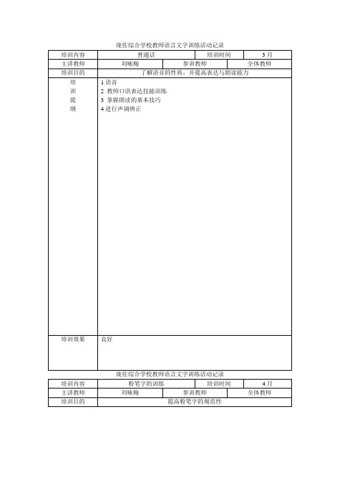 教师语言文字基本功活动培训活动记录