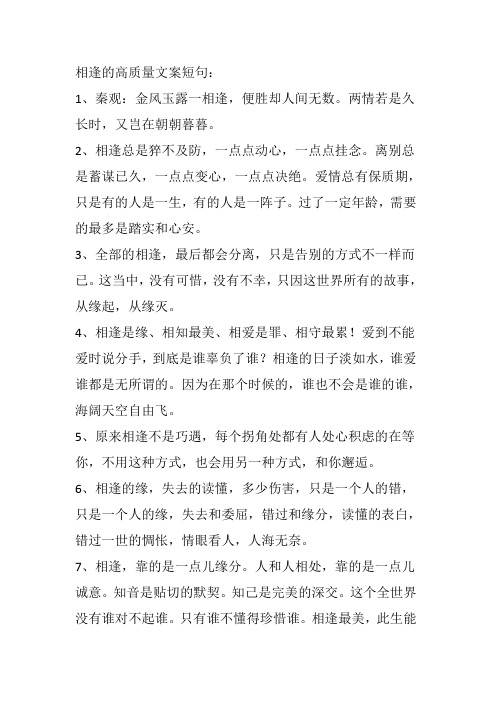 相逢的高质量文案短句