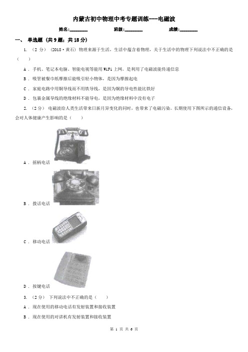 内蒙古初中物理中考专题训练---电磁波