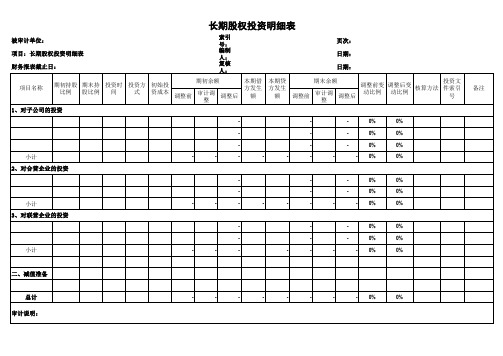 长期股权投资明细表