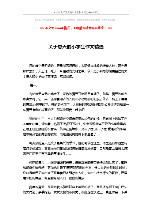 2018年关于夏天的小学生作文精选-word范文 (3页)