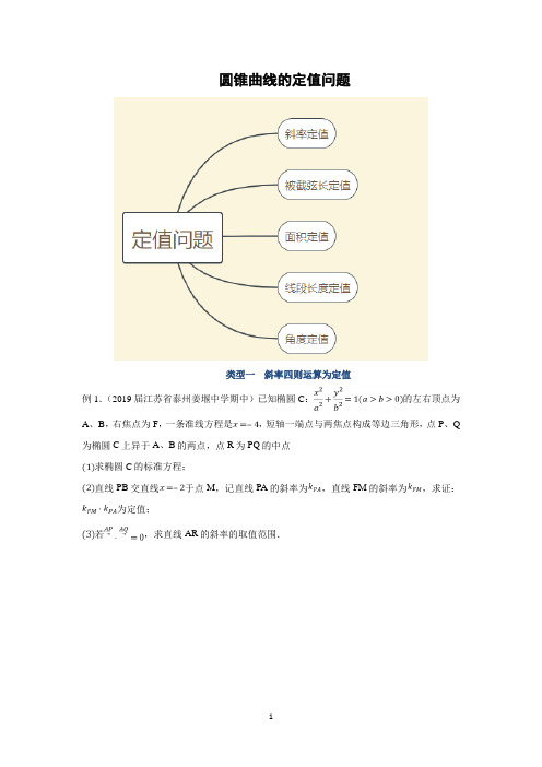 最全总结之圆锥曲线定值问题