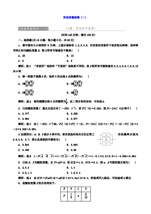 2019-2020学年高中数学(人教版选修2-3)阶段质量检测(二) Word版含答案