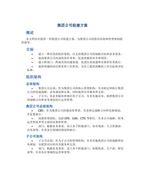 集团公司组建方案