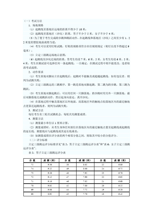 立定三级跳评分标准