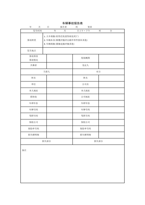 车辆事故报告表