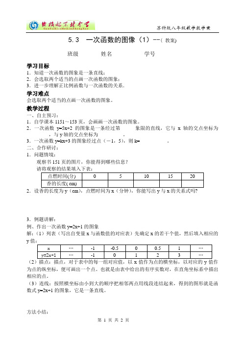 八上5.3一次函数的图像(1)