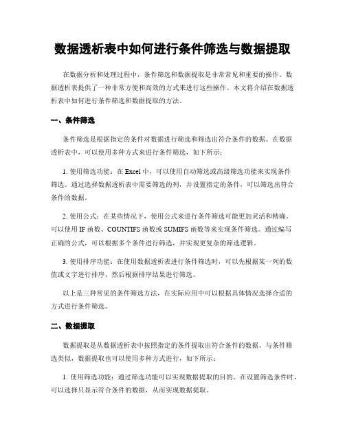 数据透析表中如何进行条件筛选与数据提取