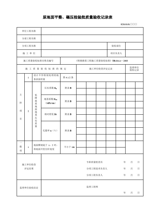 路基部分检验批质量验收记录表