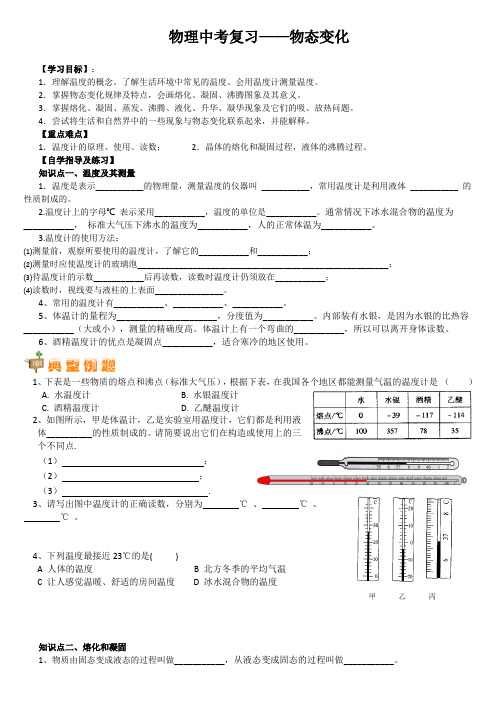 物理人教版八年级上册物理中考复习-物态变化