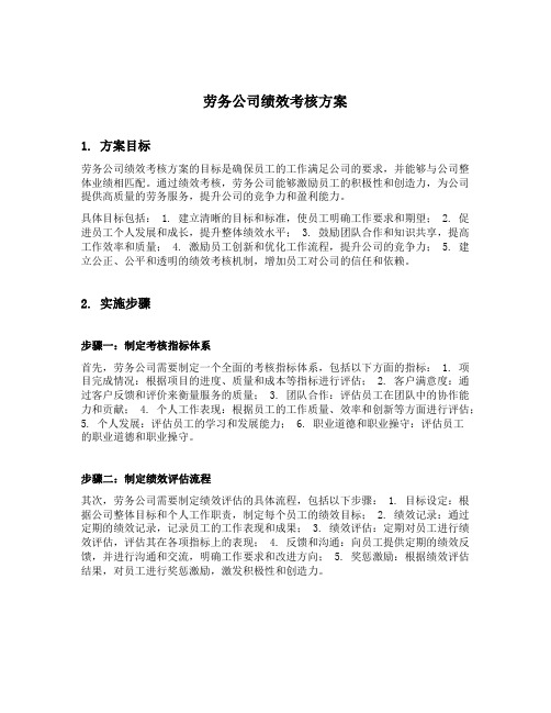 劳务公司绩效考核方案