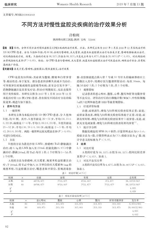 不同方法对慢性盆腔炎疾病的治疗效果分析