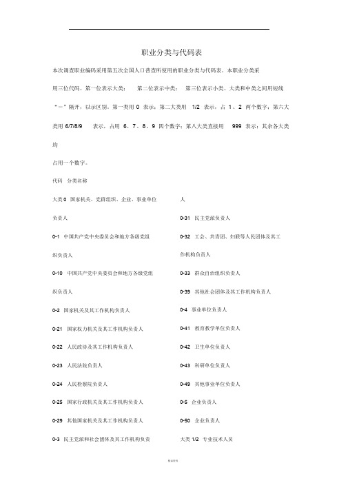 职业分类与代码表